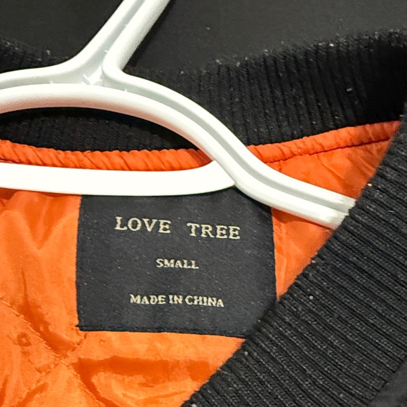 Black Bomber Jacket with Orange Lining - Picture 3 of 5